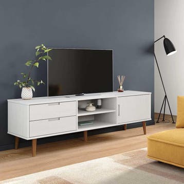 vidaXL Tv-meubel MOLDE 158x40x49 cm massief grenenhout wit, Verzenden, Nieuw