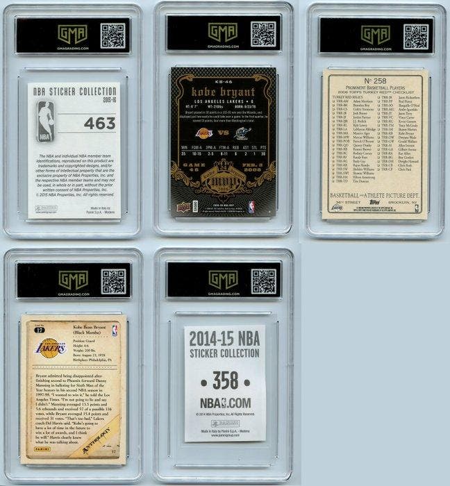 Panini/Upper Deck - Lot - 2006-2015 - GMA Graded - Kobe, Collections, Autocollants