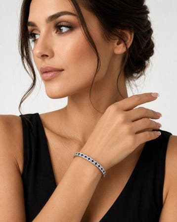 Armband Platina, Exclusieve Platinum 4,50 ct saffier, Nieuw