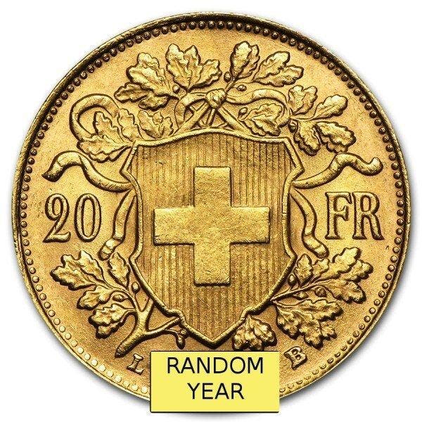 Zwitserland. 20 Francs Swiss Gold 20 Francs Vreneli Helvetia, Postzegels en Munten, Edelmetalen en Baren