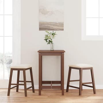 vidaXL Barstoelen met kussens 2 st massief hout rubber bruin, Verzenden, Nieuw