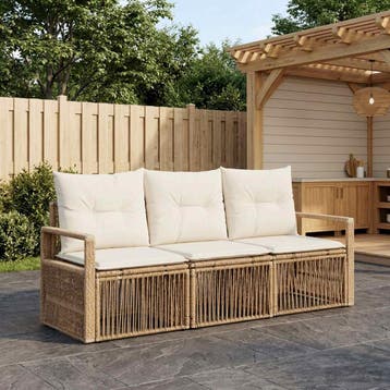 vidaXL Tuinbank Set 3 st Beige poly rattan, Verzenden, Nieuw