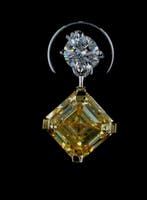 Oorbellen - 14 karaat Witgoud - 5.82ct. tw. Geel Diamant, Nieuw