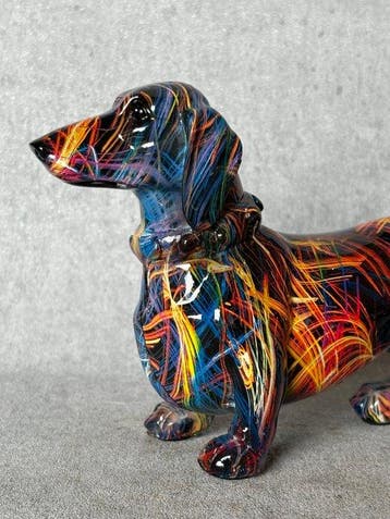 Statue, Hond (Teckel) - 13 cm - Hars Resin