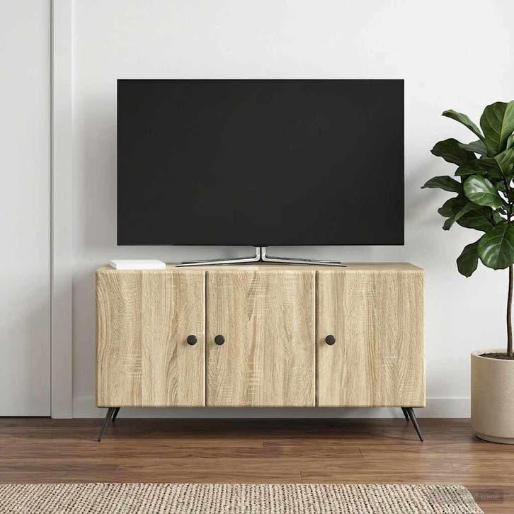 vidaXL TV Kast Sonoma Eiken 99 x 34,5 x 50 cm Bewerkt hout, Huis en Inrichting, Kasten |Televisiemeubels, Nieuw, Verzenden