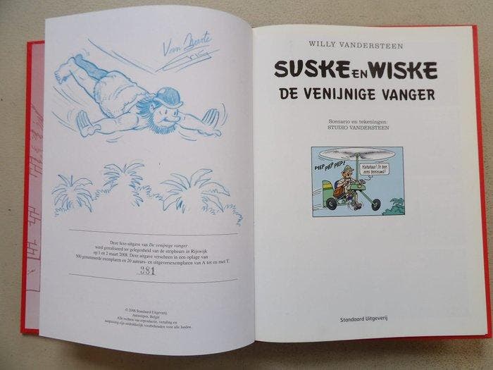 Suske en Wiske - De Venijnige Vanger - originele tekening, Boeken, Stripverhalen