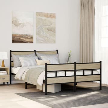 vidaXL Bedframe zonder matras metaal sonoma eikenkleurig, Verzenden
