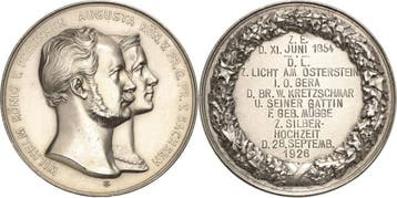 Zilver medaille ohne Jahr (gravur 1926) Reuss-staedte en..., Verzenden, België