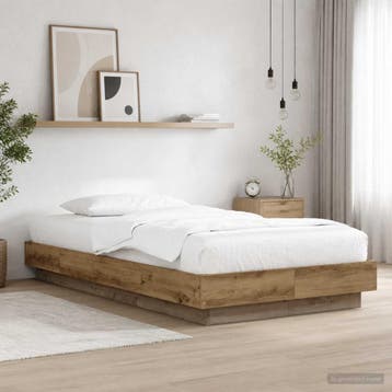 vidaXL Bed Frame met LED Artisanaal eiken 80 x 200 cm, Huis en Inrichting, Slaapkamer | Bedden, Verzenden, Nieuw
