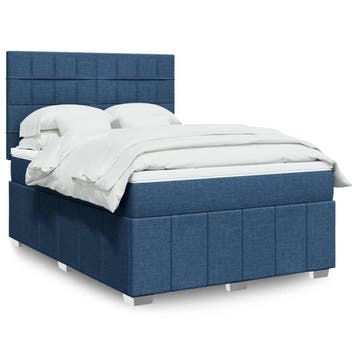 vidaXL Boxspring met matras stof blauw 160x200 cm, Verzenden, Nieuw