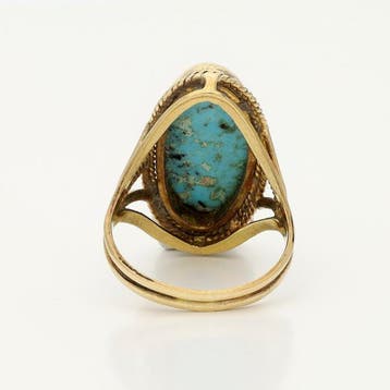 Bague - 18 carats Or jaune - 5.52ct. tw. Turquoise, Nieuw