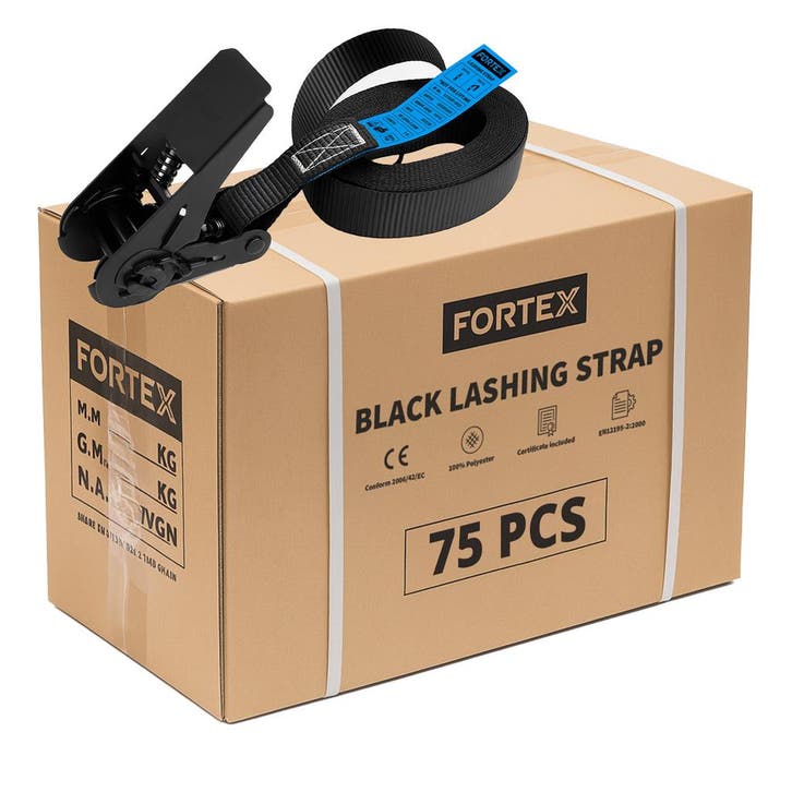 75x FORTEX 1-delige spanband met ratel - 25mm - 250/500daN -, Musique & Instruments, Lumières & Lasers, Envoi