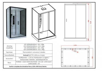 Sanifun complete douchecabine Percy 1150 x 850 kitvrij Rech, Douche