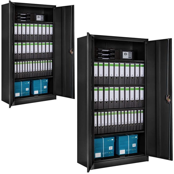 tectake Set van archiefkasten met 5 planken 180x90x40cm - zw, Huis en Inrichting, Kasten | Roldeurkasten en Archiefkasten, Verzenden