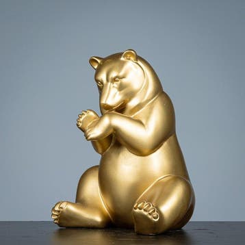Figure - Goudkleurige beer - polystone