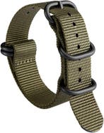 DrPhone Nylon Flex Strap - Nylon Horlogeband - 18mm - Zwarte, Handtassen en Accessoires, Smartwatches, Verzenden, Nieuw