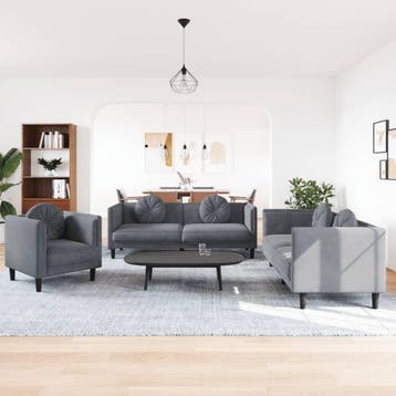 vidaXL 3-delige Loungeset met kussens fluweel donkergrijs, Verzenden