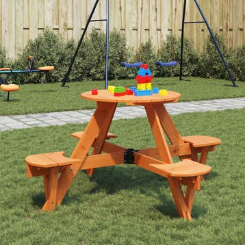 vidaXL Picknicktafel voor 4 kinderen met parasolgat rond, Tuin en Terras, Verzenden, Nieuw