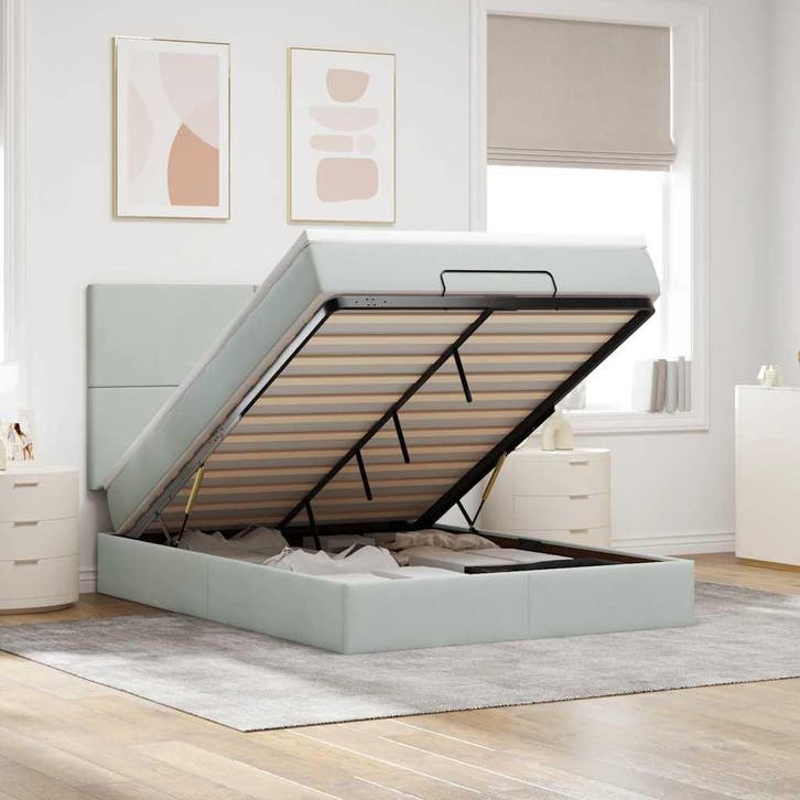 vidaXL Ottoman bed met matrassen 140x190cm fluweel, Huis en Inrichting, Slaapkamer | Bedden, Nieuw, Verzenden