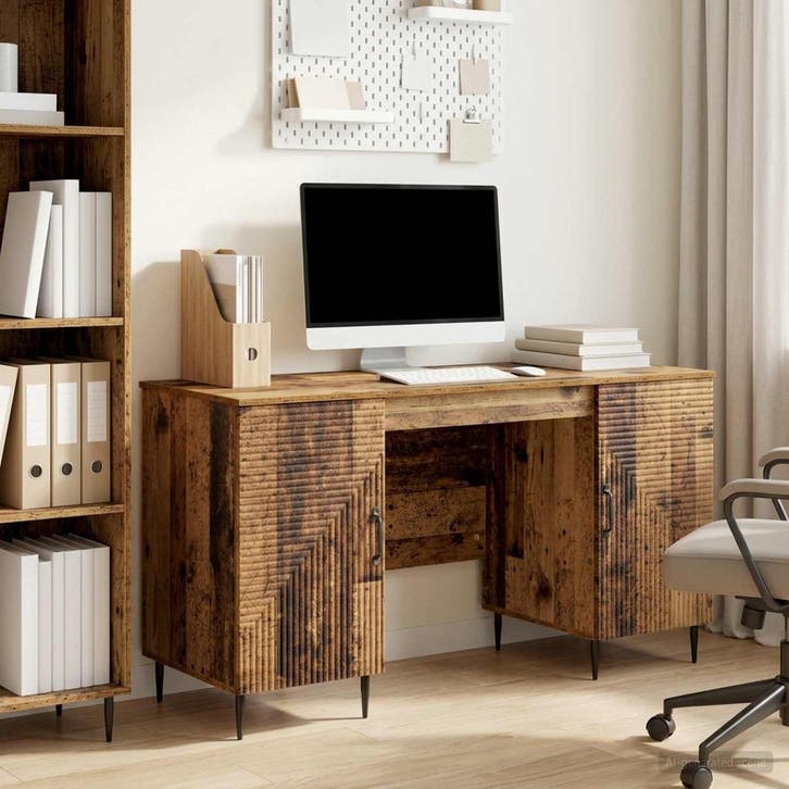 vidaXL Bureau met plank Oud hout 142,5 x 50 x 75 cm Bewerkt, Maison & Meubles, Bureaux, Envoi