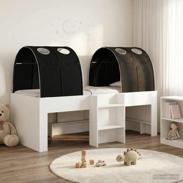 vidaXL Bed met Tunnel 3 st Wit en zwart Bewerkt hout, Verzenden, Nieuw