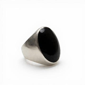 Zonder minimumprijs - Ring Zilver Onyx, Nieuw