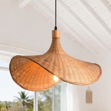 Parrot Uncle Boho rotan hanglamp, 50 x 40 cm, bamboe lampenk, Huis en Inrichting, Verzenden, Nieuw