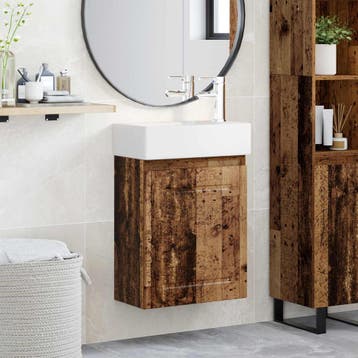 vidaXL Badkamermeubel met kraan Oud hout 45,5 x 22,5 x 84 cm, Verzenden, Nieuw