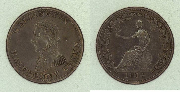 Royaume-uni Vereinigtes Koenigreich 1/2 Penny 1814 Wellin..., Timbres & Monnaies, Monnaies | Europe | Monnaies non-euro, Envoi
