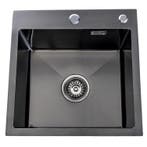 Lendo Online Évier Inox Anthracite 44×44 Trou de Robinet, Maison & Meubles