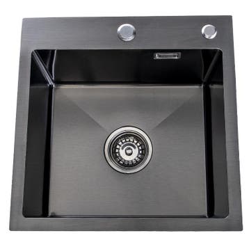 Lendo Online Évier Inox Anthracite 44×44 Trou de Robinet