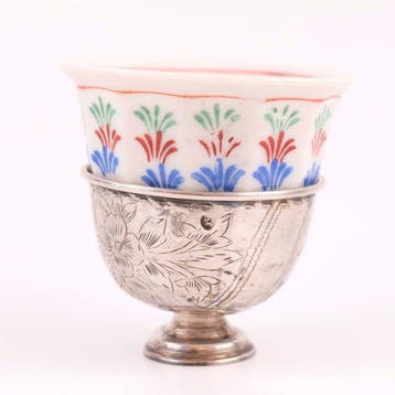 Ottoman Silver Sultan II.Abdülhamid Han Tughra Coffee Cup