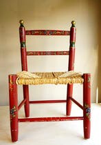 Kinderstoel - Charmante volkskunst kinderstoel - Hout, Antiek en Kunst