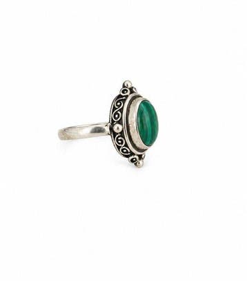 Zonder minimumprijs - Ring Zilver - Malachiet Doos Ring