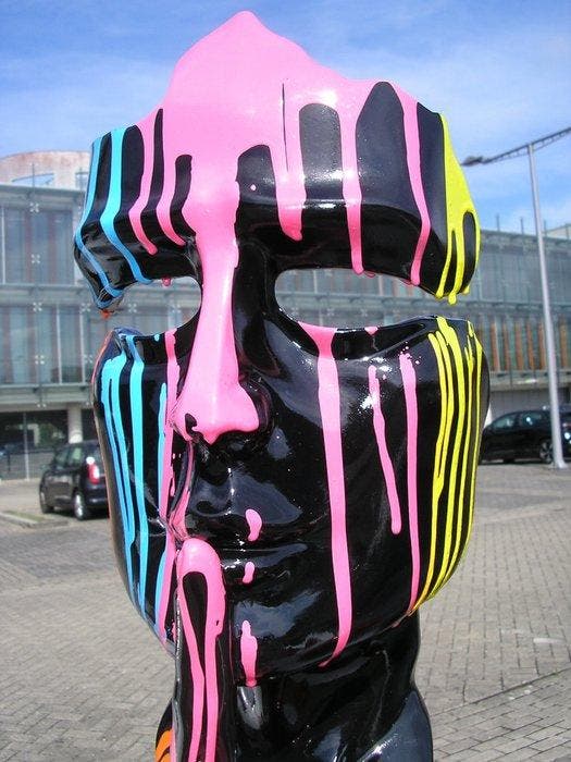 sculptuur, THE WHISPERER COLORFUL SPLASH BLACK XXL 42 CM !!, Antiek en Kunst, Curiosa en Brocante