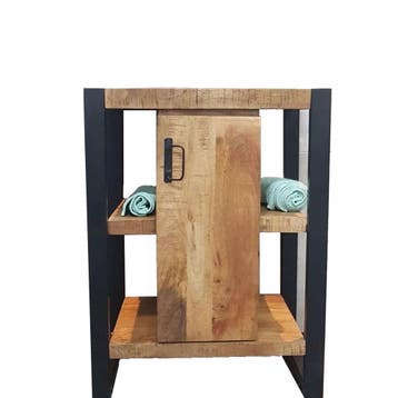 Onderkast BWS Mineola Mango Wood 60x40x81cm Met Mat Zwart, Ophalen of Verzenden, Nieuw, Bad