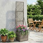 vidaXL Tuinplanter met Trellis Grijs 35 x 30 x 135 cm poly, Verzenden, Nieuw