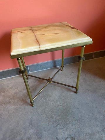 Bijzettafel - Onyx, Messing - Vintage bijzettafel