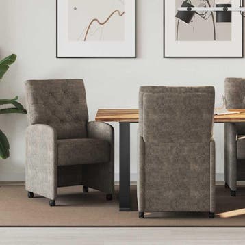 vidaXL Eetkamerstoelen met wielen 2 st Kunst Suède Leer, Verzenden, Nieuw