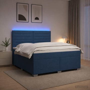 vidaXL Boxspringbed met matras met hoofdeinde Blauw 160 x, Verzenden