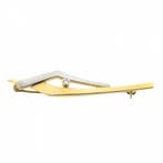 Bicolor gouden dynamische broche met zirconia, Bijoux, Sacs & Beauté, Broches, Ophalen of Verzenden