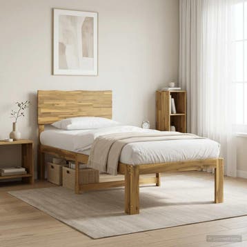 vidaXL Eenpersoonsbed met hoofdbord ROSTOCK Wit 90 x 190 cm, Huis en Inrichting, Verzenden, Nieuw