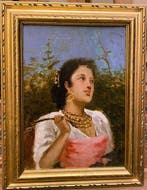 Giuseppe Gelanze (1867-1929) - Ritratto di giovane con le, Antiek en Kunst
