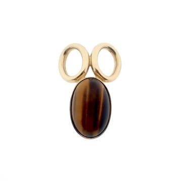 Gouden hanger met tijgeroog (Hanger of bedel), Ophalen of Verzenden, Gebruikt, Goud, Overige merken