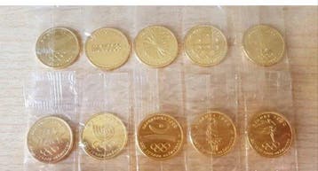 Olympische Spelen munten goud 22K - volledige collectie, Nieuw