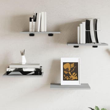 vidaXL Wandschappen 4 st 40x30x1,5 cm bewerkt hout grijs, Verzenden