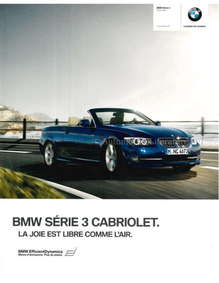 2010 BMW 3 SERIE CABRIOLET BROCHURE FRANS, Livres, Autos | Brochures & Magazines
