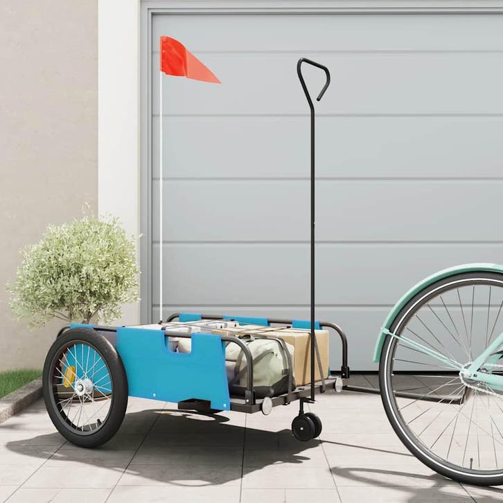 vidaXL Fietstrailer oxford stof en ijzer blauw en zwart, Vélos & Vélomoteurs, Accessoires vélo | Remorques, Envoi