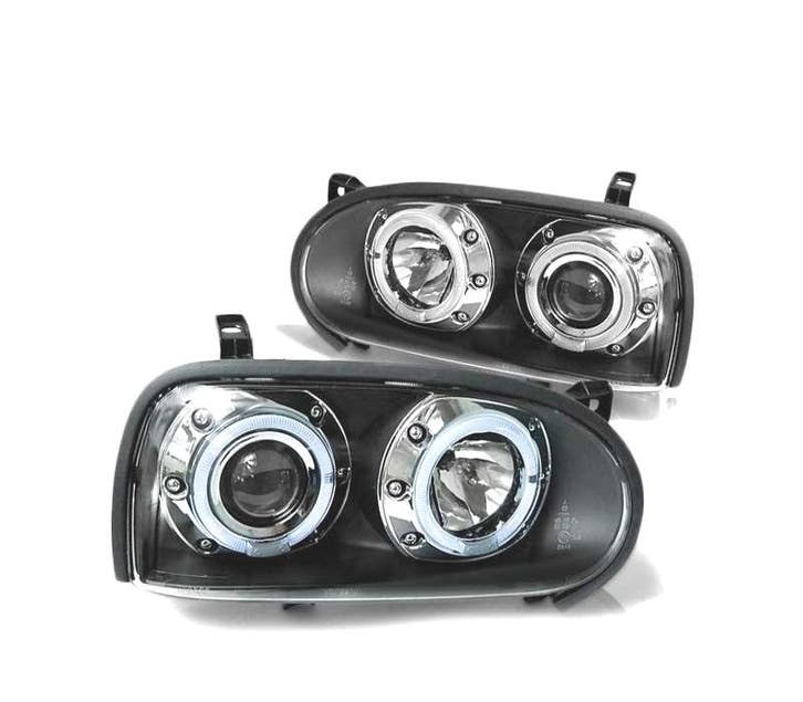 PHARES POUR VOLKSWAGEN VW GOLF 3 91-97 ANGEL EYES NOIR, Auto-onderdelen, Verlichting, Verzenden