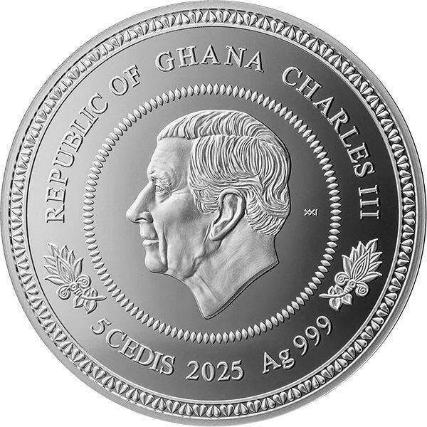 Ghana. 5 Cedis 2025 Autumn Tree of Life 1 oz Proof (.999), Timbres & Monnaies, Monnaies | Europe | Monnaies non-euro